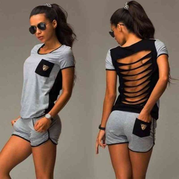 t-shirt sportwear women t-shirts tee backless tee short sleeve shorts pants tacksuit outfit clothes sets jumpsuit summer top, Gray
t-shirt sportwear women t-shirts tee backless tee short sleeve shorts pants tacksuit outfit clothes sets jumpsuit summer top, Gray