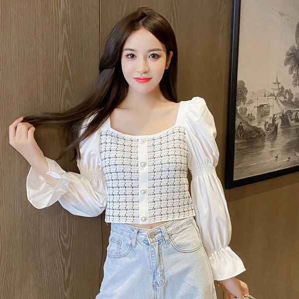qgpw2 2020 autumn new french girl square collar sweater long sleeve sweater horn lantern short sleeve xqdym, White;black
qgpw2 2020 autumn new french girl square collar sweater long sleeve sweater horn lantern short sleeve xqdym, White;black