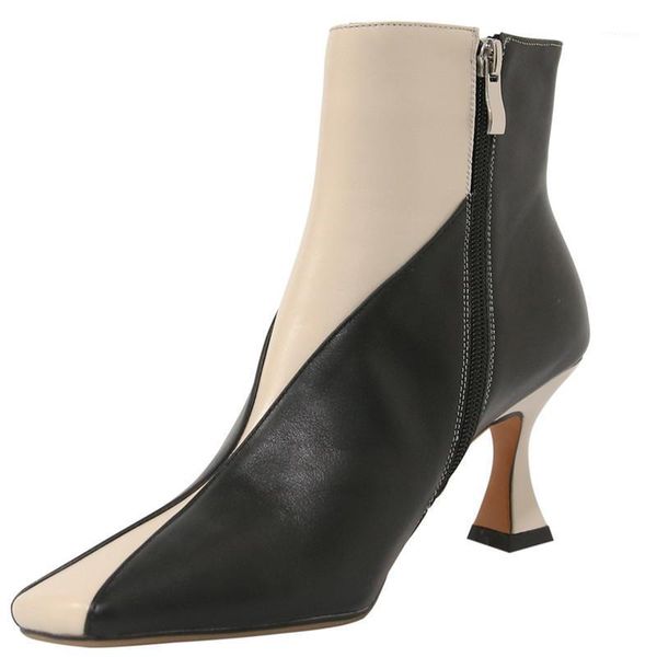 boots square strange heel winter shoes zipper ankle elegant color matching fashion concise style genuine leather women boots1, Black
boots square strange heel winter shoes zipper ankle elegant color matching fashion concise style genuine leather women boots1, Black