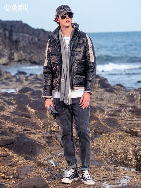 british grand london 2020 men's new winter jacket tide hit color collar white duck down thick bread service, Black
british grand london 2020 men's new winter jacket tide hit color collar white duck down thick bread service, Black