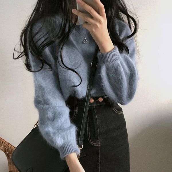 2021 mohair soft milk blue women's nightgown fall and winter wear new lazy wind pulley coat tide trfg, White;black
2021 mohair soft milk blue women's nightgown fall and winter wear new lazy wind pulley coat tide trfg, White;black