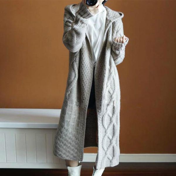 women's knits & tees women knitted hooded cardigan sweater winter thick knit warm loose outwear coat, White
women's knits & tees women knitted hooded cardigan sweater winter thick knit warm loose outwear coat, White