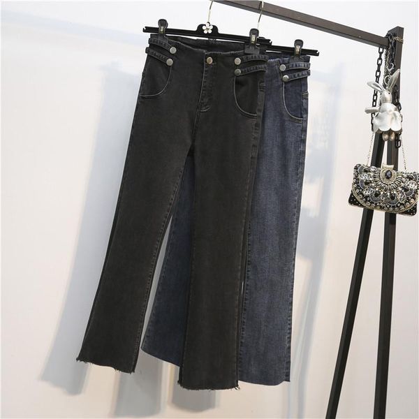 women's jeans high waist woman flare pants ladies korean ankle length denim loose large size buttons boot cut gray blue autumn1
women's jeans high waist woman flare pants ladies korean ankle length denim loose large size buttons boot cut gray blue autumn1