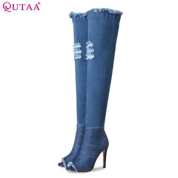qutaa 2020 women over the knee high boots denim fashion short or long boots pointed toe thin high heel women size 34-391, Black
qutaa 2020 women over the knee high boots denim fashion short or long boots pointed toe thin high heel women size 34-391, Black