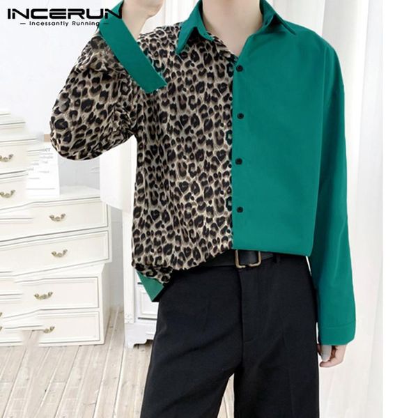 men's casual shirts incerun leopard patchwork shirt men lapel long sleeve personality 2021 fashion streetwear brand button chemise, White;black
men's casual shirts incerun leopard patchwork shirt men lapel long sleeve personality 2021 fashion streetwear brand button chemise, White;black
