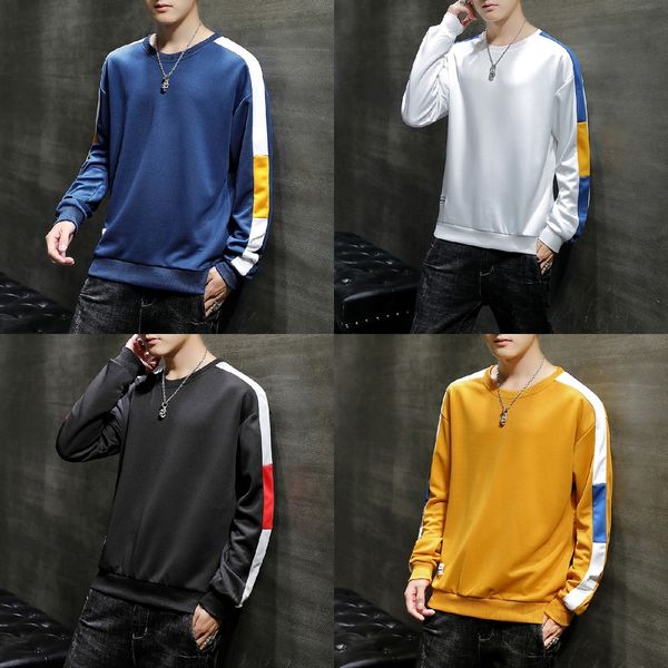 negzc men's korean t-shirt and style thin stitching sweater autumn casual loose round neck long sleeve spring student wear base sweat, Black
negzc men's korean t-shirt and style thin stitching sweater autumn casual loose round neck long sleeve spring student wear base sweat, Black