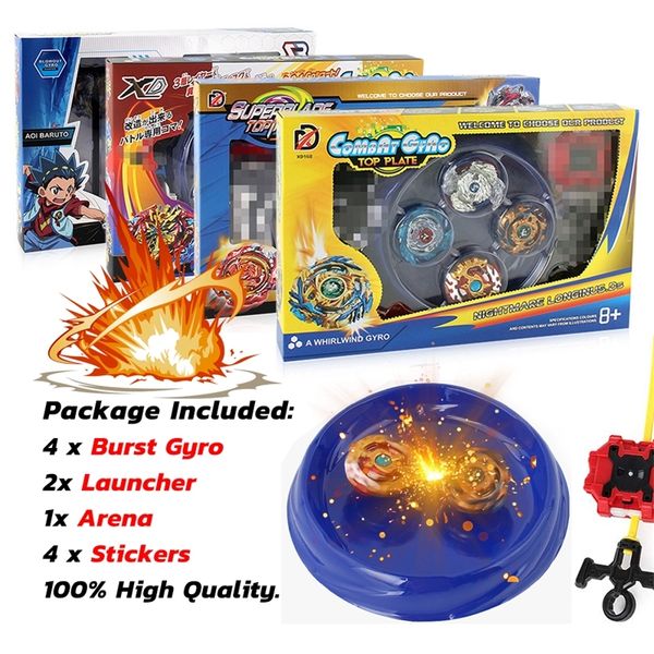 4 pcs bey blade metal fusion set with 2 launcher and 1 arena, bay blades gt boys toy burst turbo spinning battle games y200428
4 pcs bey blade metal fusion set with 2 launcher and 1 arena, bay blades gt boys toy burst turbo spinning battle games y200428