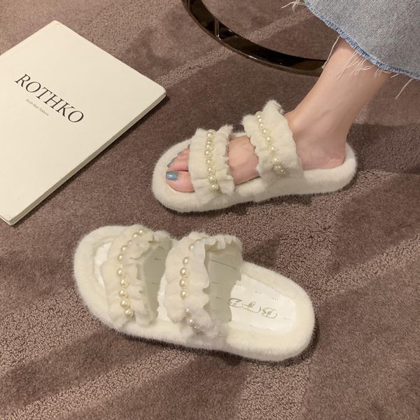 winter new faux pearl fur ladies mules women furry slippers slides bedroom warm plush flats shoes house women fur slippers, Black
winter new faux pearl fur ladies mules women furry slippers slides bedroom warm plush flats shoes house women fur slippers, Black