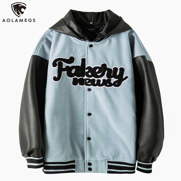 aolamegs hooded baseball jackets detachable hat woolen leather patchwork letter patch bomber jacket coat casual fashion outwear 1027, Black;brown
aolamegs hooded baseball jackets detachable hat woolen leather patchwork letter patch bomber jacket coat casual fashion outwear 1027, Black;brown