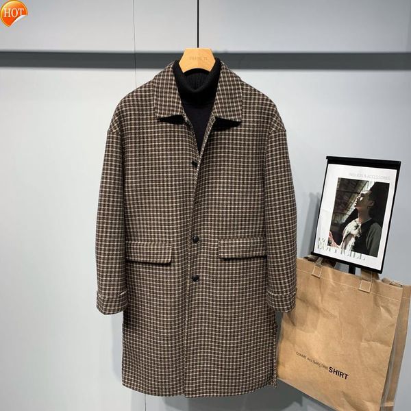 winter 2021 men's korean fashion double cashmere coat medium length plaid casual woolen windbreaker for men, Black
winter 2021 men's korean fashion double cashmere coat medium length plaid casual woolen windbreaker for men, Black