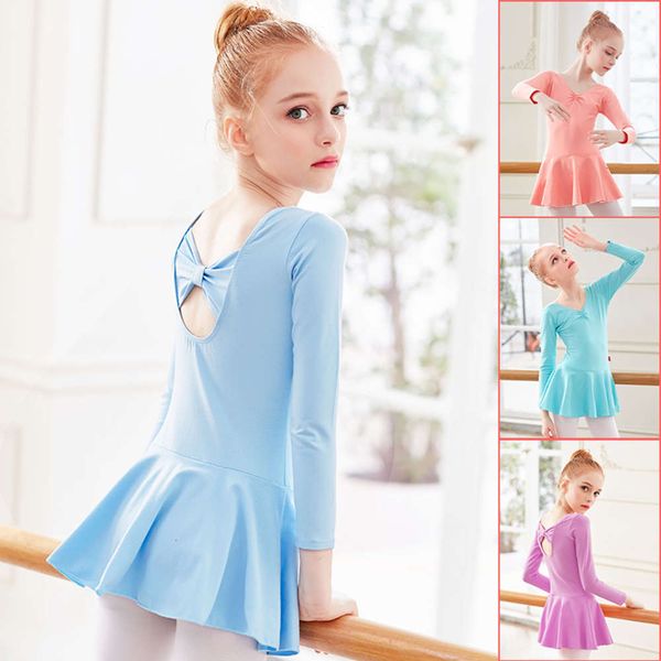 children's training drs autumn long sve bow ballet skirt girl's chine dance grading clothing, Blue
children's training drs autumn long sve bow ballet skirt girl's chine dance grading clothing, Blue