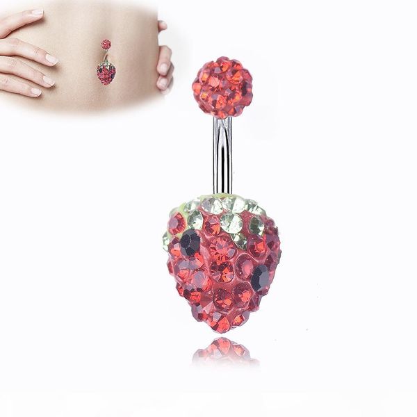 316l stainless steel strawberry crystal navel bars belly button ring navel piercing jewelry 1.6*10*5*12mm, Silver
316l stainless steel strawberry crystal navel bars belly button ring navel piercing jewelry 1.6*10*5*12mm, Silver