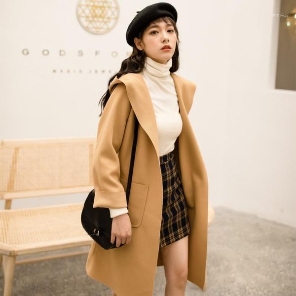 women's wool & blends casual slim womens long coats 2021 winter hooded belt blend coat and jacket pockets solid ladies coats1, Black
women's wool & blends casual slim womens long coats 2021 winter hooded belt blend coat and jacket pockets solid ladies coats1, Black