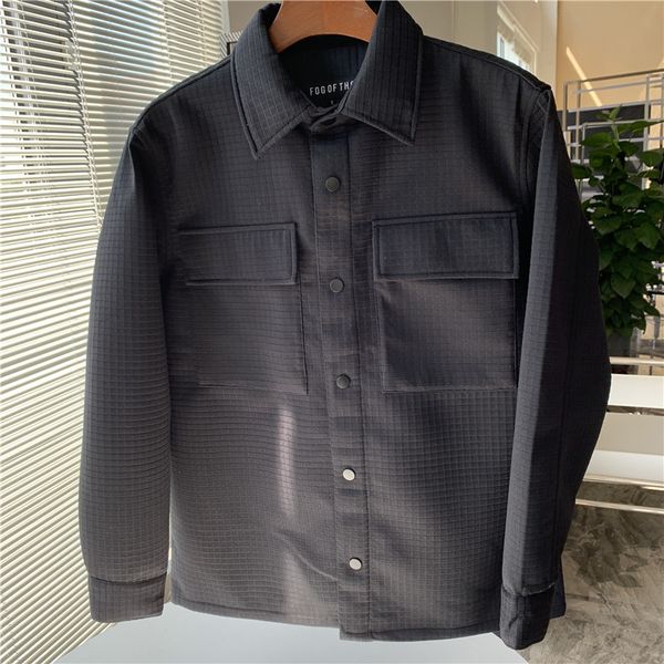 high street small plaid seersucker fabric work clothes multi pocket early autumn casual fashion jacket man
high street small plaid seersucker fabric work clothes multi pocket early autumn casual fashion jacket man