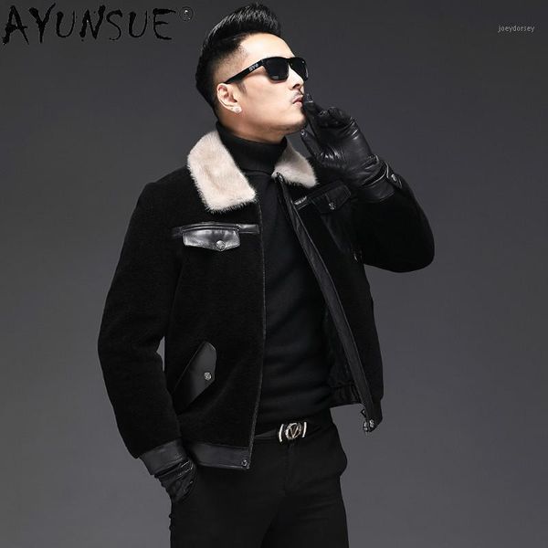ayunsue real fur coat men winter jacket 100% wool coats mink collar leather jacket men sheep shearing fall men's jackets19-27011, Black
ayunsue real fur coat men winter jacket 100% wool coats mink collar leather jacket men sheep shearing fall men's jackets19-27011, Black