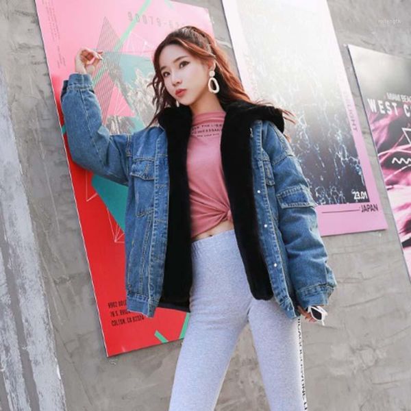 winter fashion fur liner two-piece women's denim fur jacket 2020 new casual warm hooded women's jacket nuw6361, Black 
winter fashion fur liner two-piece women's denim fur jacket 2020 new casual warm hooded women's jacket nuw6361, Black