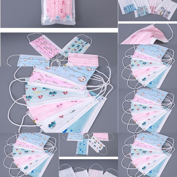 student kids disposable face mask with elastic ear loop 3 ply breathable for blocking dust air anti-pollution masks designer fashion 44444