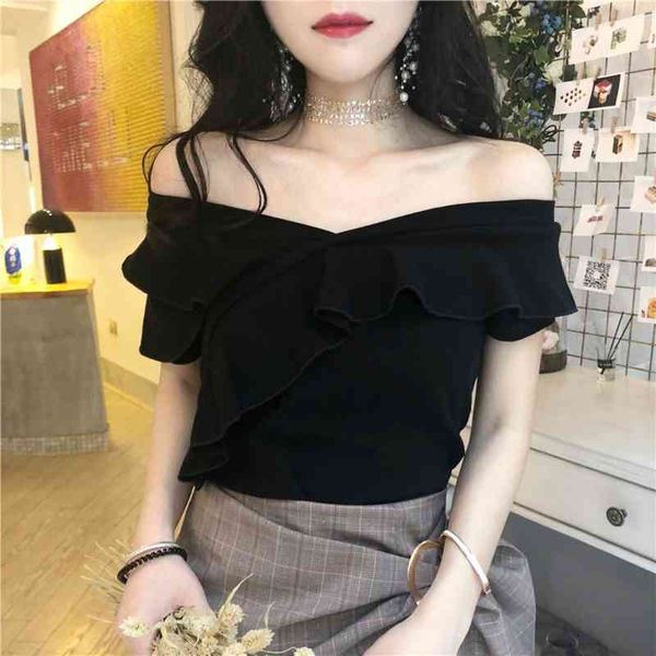 women solid color v neck off shoulder short sleeve shirt blouse ruffled ladies blouse woman clothing, White
women solid color v neck off shoulder short sleeve shirt blouse ruffled ladies blouse woman clothing, White