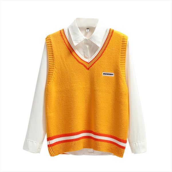 2021 autumn winter sweater vest women v neck knitted vest female sleeveless loose women knit pullovers kz115, Black;white
2021 autumn winter sweater vest women v neck knitted vest female sleeveless loose women knit pullovers kz115, Black;white