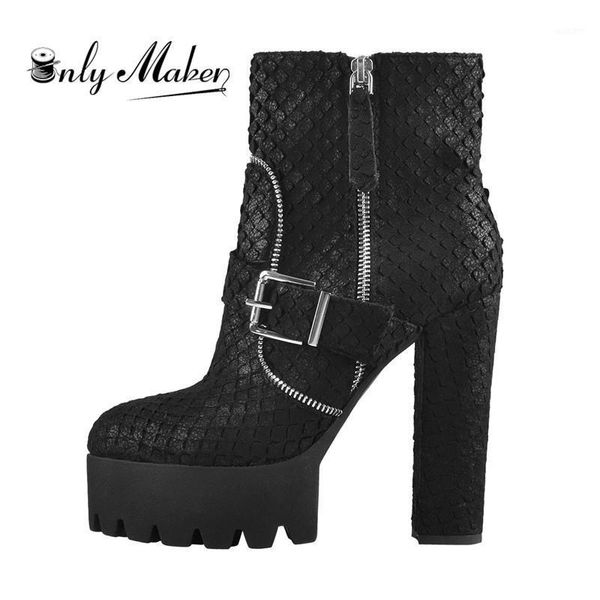 boots onlymaker women's 13~14cm platform ankle chunky heel round toe scales buckle zip black booties plus size us5~us151
boots onlymaker women's 13~14cm platform ankle chunky heel round toe scales buckle zip black booties plus size us5~us151