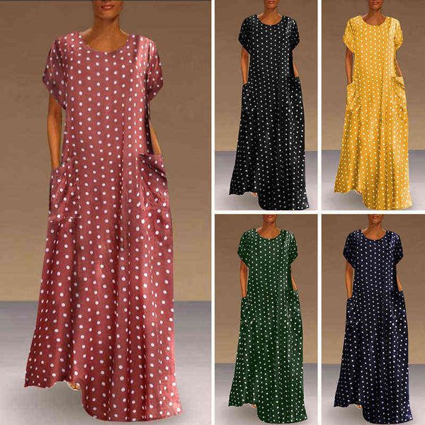 casual dresses short sleeved long skirt round neck polka dot print pocket dresses, Black;gray
casual dresses short sleeved long skirt round neck polka dot print pocket dresses, Black;gray