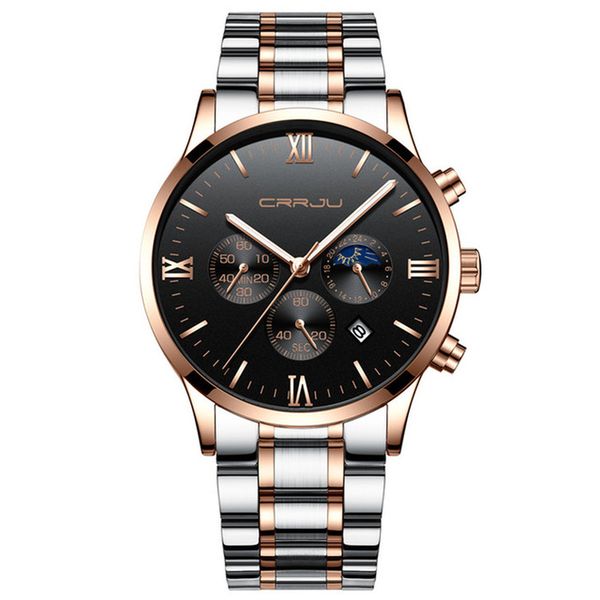 caijiamin-crrju chronograph quartz watch men simple fashion casual dress stainless steel watches 30 m daily waterproof date relogio, Slivery;brown
caijiamin-crrju chronograph quartz watch men simple fashion casual dress stainless steel watches 30 m daily waterproof date relogio, Slivery;brown