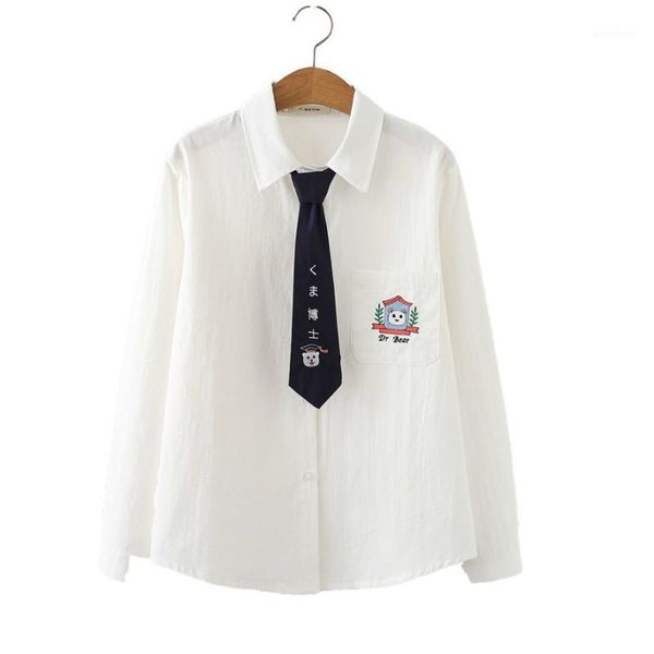 women blouse and white cartoon embroidery tie casual shirts pocket long sleeve turndown collar blusas invierno mujer camisas1
women blouse and white cartoon embroidery tie casual shirts pocket long sleeve turndown collar blusas invierno mujer camisas1