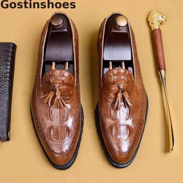 black brown leather shoes men genuine cow leather crocodile printed slip-on dress shoes tassel decorated pointed toe formal shoe
black brown leather shoes men genuine cow leather crocodile printed slip-on dress shoes tassel decorated pointed toe formal shoe