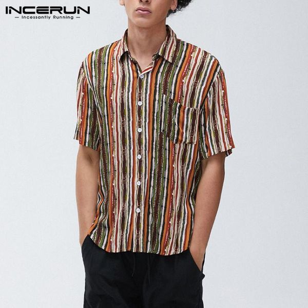 men striped hawaiian shirt summer lapel short sleeve streetwear camisa 2020 casual beach breathable chic mens shirts 5xl incerun, White;black
men striped hawaiian shirt summer lapel short sleeve streetwear camisa 2020 casual beach breathable chic mens shirts 5xl incerun, White;black