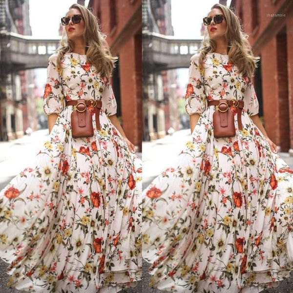 women boho floral maxi dress crew neck white 3/4 sleeve draped high waist party evening summer beach csual ladies sundress1, Black;gray
women boho floral maxi dress crew neck white 3/4 sleeve draped high waist party evening summer beach csual ladies sundress1, Black;gray