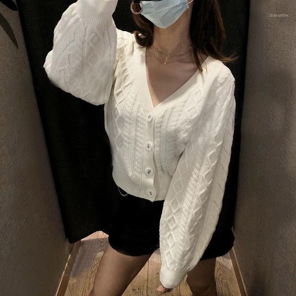 2020 autumn and winter sweet and fresh puff sleeve v-neck twist pure wool sweater knitted cardigan women1, White
2020 autumn and winter sweet and fresh puff sleeve v-neck twist pure wool sweater knitted cardigan women1, White