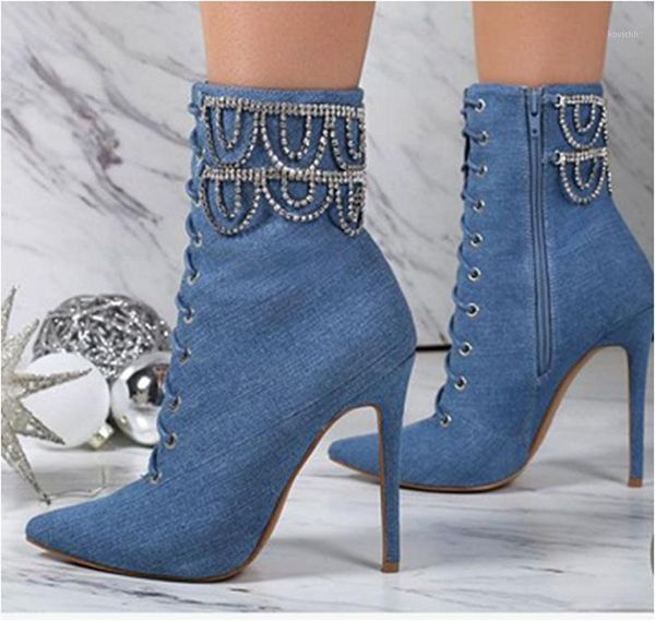 us4-13 women rhinestones crystal tassel stilettos high heel denim jeans ankle boots shoes lace up hollow out summer plus sz b741, Black
us4-13 women rhinestones crystal tassel stilettos high heel denim jeans ankle boots shoes lace up hollow out summer plus sz b741, Black