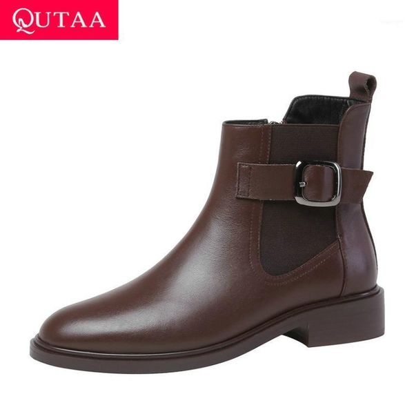boots qutaa 2021 round toe buckle zipper ankle cow leather square heel women shoes autumn winter casual short size 34-421, Black
boots qutaa 2021 round toe buckle zipper ankle cow leather square heel women shoes autumn winter casual short size 34-421, Black