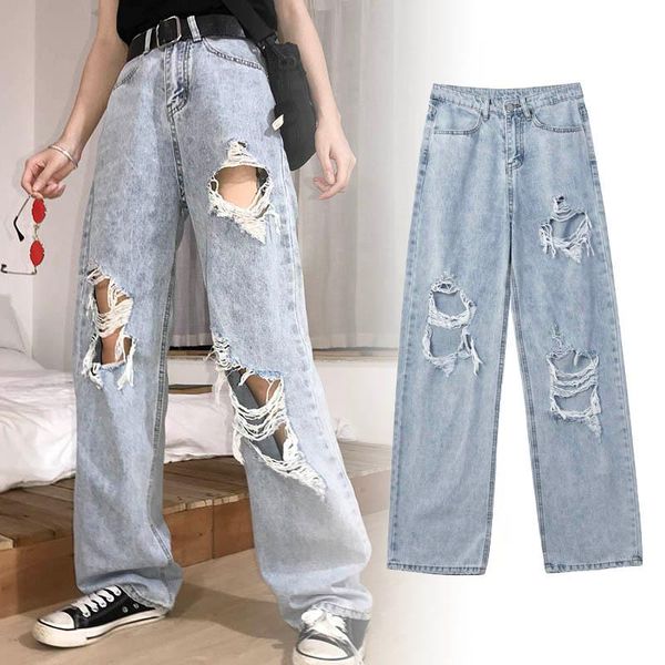 2020 women's new high waist ripped jeans fashion light blue baggy jeans vintage trousers streetwear hip hop pants
2020 women's new high waist ripped jeans fashion light blue baggy jeans vintage trousers streetwear hip hop pants