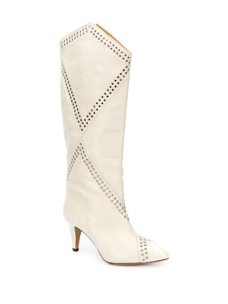 women shoes paris lahia eyelet embellished calf-high boots white leather metallic hardware rock boots, Black
women shoes paris lahia eyelet embellished calf-high boots white leather metallic hardware rock boots, Black