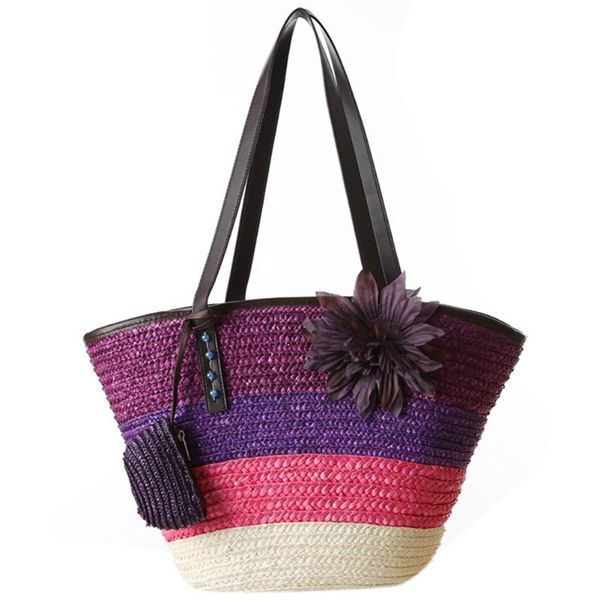 knitted straw bag summer flower bohemian fashion women's handbags color stripes shoulder bags beach bag big tote bags
knitted straw bag summer flower bohemian fashion women's handbags color stripes shoulder bags beach bag big tote bags
