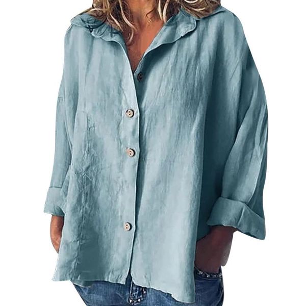 womens loose shirts holidays spring summer long turning sleeve and casual linen blue beach women#30, White
womens loose shirts holidays spring summer long turning sleeve and casual linen blue beach women#30, White