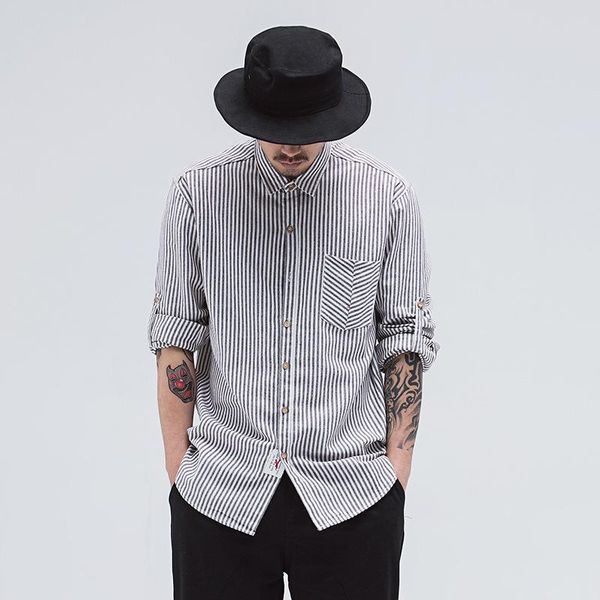 causal linen shirt men shirts black and white striped long sleeve comfortable breathable natural linen 2020 new trend, White;black
causal linen shirt men shirts black and white striped long sleeve comfortable breathable natural linen 2020 new trend, White;black
