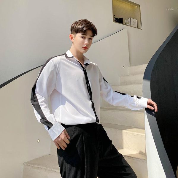 new male streetstyle retro fashion dress shirts men white black splice casual long sleeve shirt1
new male streetstyle retro fashion dress shirts men white black splice casual long sleeve shirt1