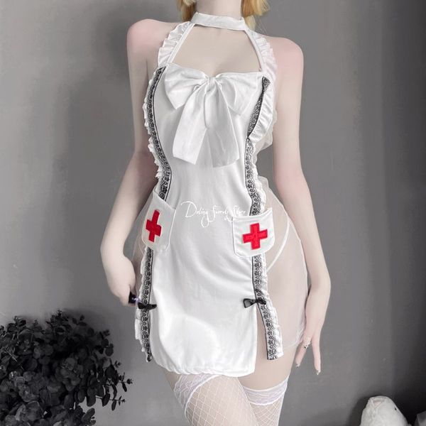 costumes split bow women lingerie nurse uniform strap v neck halter embroidery lovely cosplay costumes perspective tempatation new, Black
costumes split bow women lingerie nurse uniform strap v neck halter embroidery lovely cosplay costumes perspective tempatation new, Black