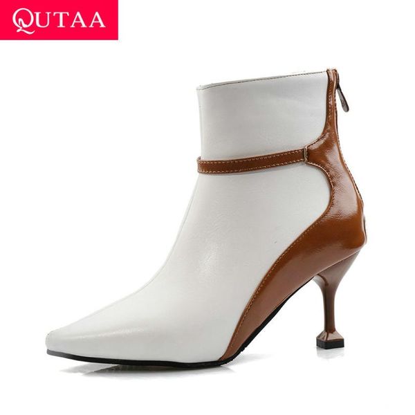 boots qutaa 2021 zipper mixed color autumn winter fashiom ankle pu leather pointed toe thin high heel women shoes size34-43, Black
boots qutaa 2021 zipper mixed color autumn winter fashiom ankle pu leather pointed toe thin high heel women shoes size34-43, Black