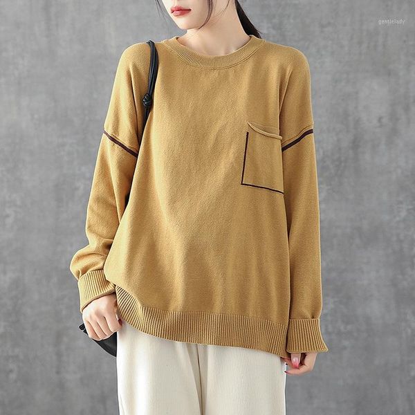women's sweaters 2021 spring autumn sweater women knitting retro ladies o-neck pocket loose casual all-match 1, White;black
women's sweaters 2021 spring autumn sweater women knitting retro ladies o-neck pocket loose casual all-match 1, White;black