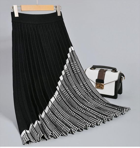 houndstooth длинные вязки женщины плиссированные юбка осень зима густая теплая линия юбка шикарный вязаный свитер femme, Black
houndstooth длинные вязки женщины плиссированные юбка осень зима густая теплая линия юбка шикарный вязаный свитер femme, Black