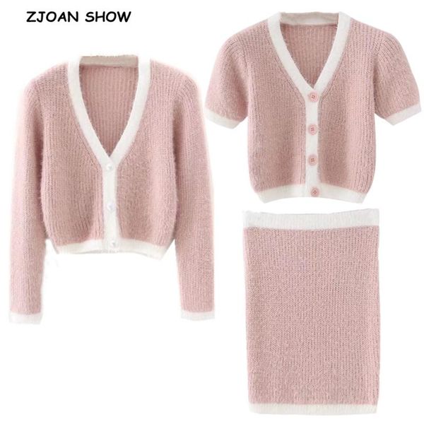 autumn retro shaggy contrast color cardigan korea single-breasted button knitted cropped sweater package hips mini skirt 1 set, White
autumn retro shaggy contrast color cardigan korea single-breasted button knitted cropped sweater package hips mini skirt 1 set, White