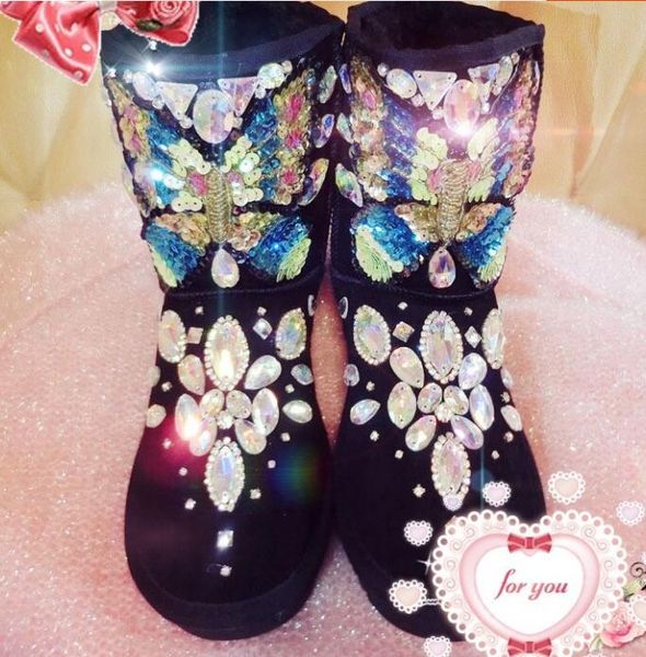 2020 crystal flower three-dimensional bow leather tube snow station sequins sequin boots 6sr1, Black
2020 crystal flower three-dimensional bow leather tube snow station sequins sequin boots 6sr1, Black