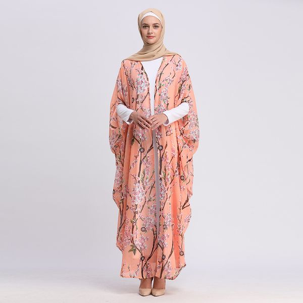 muslim chiffon dress 5 colors peach print casual wild bat sleeves irregular cardigan robe for women, Red
muslim chiffon dress 5 colors peach print casual wild bat sleeves irregular cardigan robe for women, Red