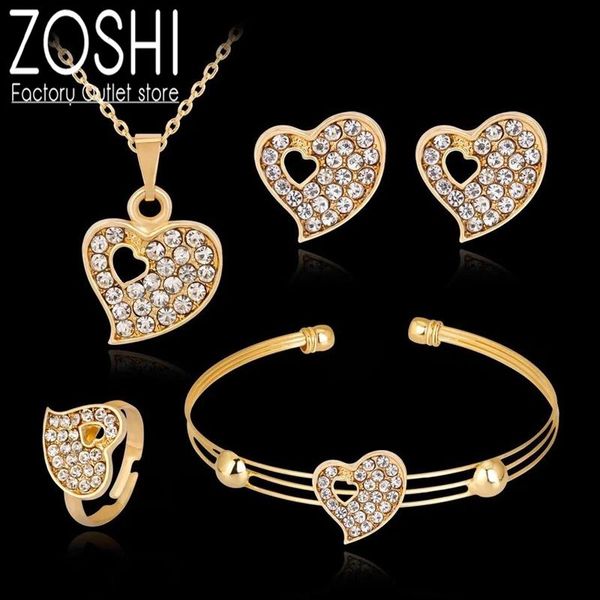 fashion dubai gold jewelry sets crystal heart necklace bangle ring earrings set wedding gift african nigeria jewelry for women, Silver
fashion dubai gold jewelry sets crystal heart necklace bangle ring earrings set wedding gift african nigeria jewelry for women, Silver