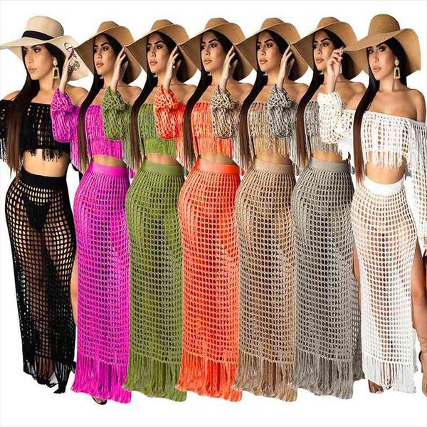 crochet beach skirt sets slash neck long sleeve crop and split long women tassel 2 piece summer classic, Gray
crochet beach skirt sets slash neck long sleeve crop and split long women tassel 2 piece summer classic, Gray