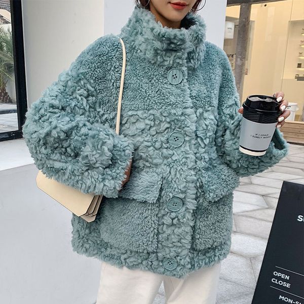 faux sheep female shearing keep warm with thick compound fur lambs wool collar pink shearling coat 201212, Black
faux sheep female shearing keep warm with thick compound fur lambs wool collar pink shearling coat 201212, Black