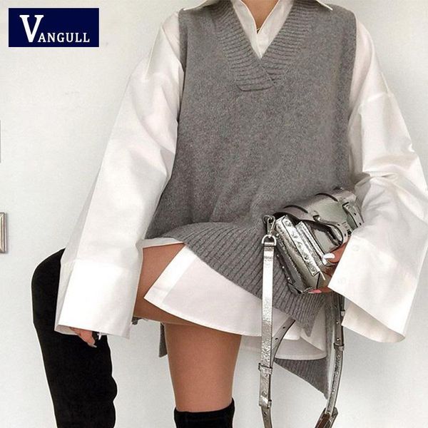 vangull v neck 2020 women split vest sweater dress sleeveless gray autumn winter loose casual knitted jumper oversized pullover1, Black;white
vangull v neck 2020 women split vest sweater dress sleeveless gray autumn winter loose casual knitted jumper oversized pullover1, Black;white